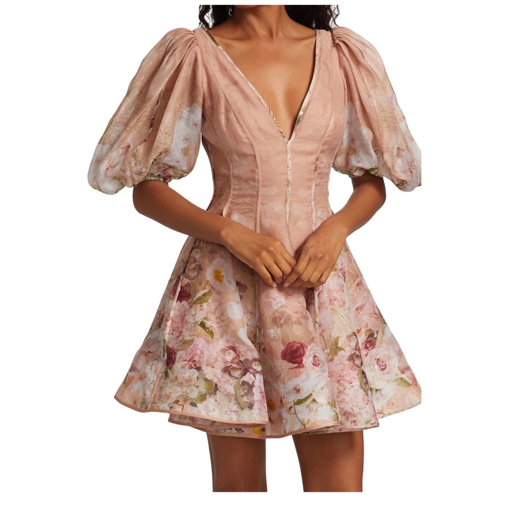 ZIMMERMANN DANCER FLORAL PUFF SLEEVE DRESS SZ 3